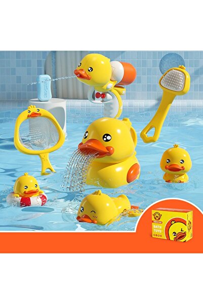 Generic مجموعة ألعاب استحمام للأطفال الصغار من تيك هوم - 8 قطع بتصميم بطة لطيف
