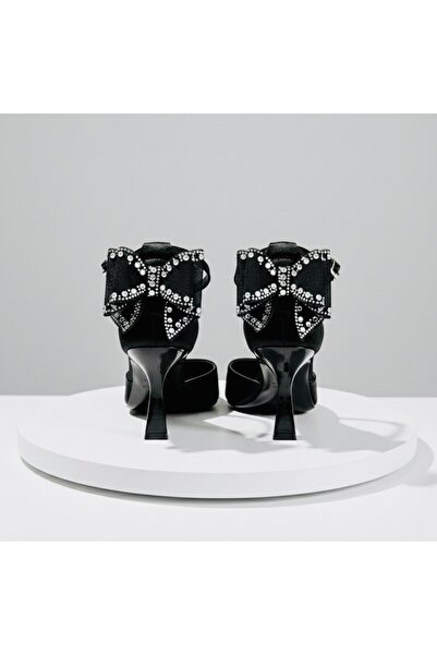 Felisya Butik Black Bow Heeled Shoes 8.5cm Felisya >Boutique