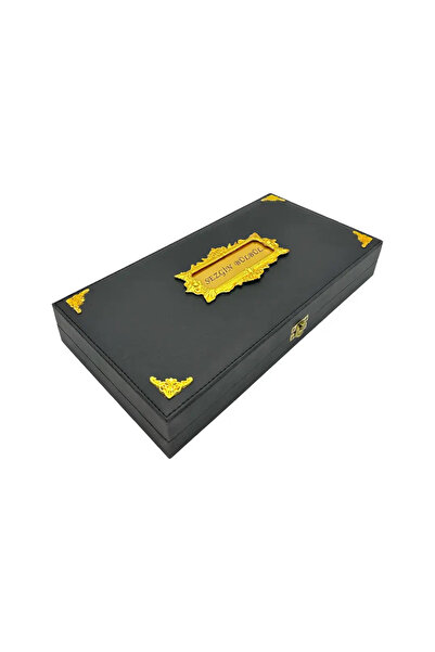 sezginkutuveaksesuar Tesbih Kutusu 10 lu Lot Deri Siyah İsme Özel Çerçeveli