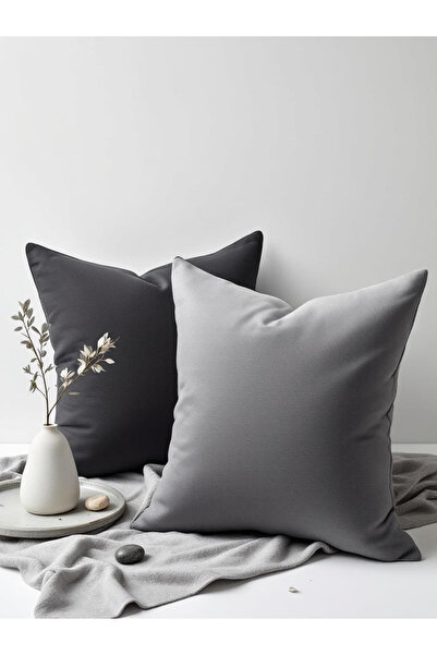 JACA 2-Piece Square Linen Fabric Solid Color Throw Pillow Cover (2 Pieces)