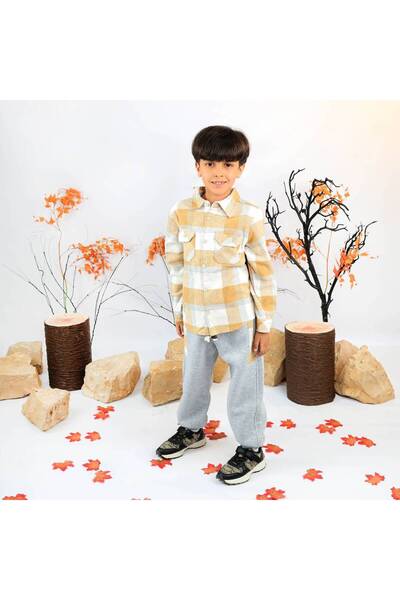 Mamnon Beige/Sky Blue Checkered Shirt