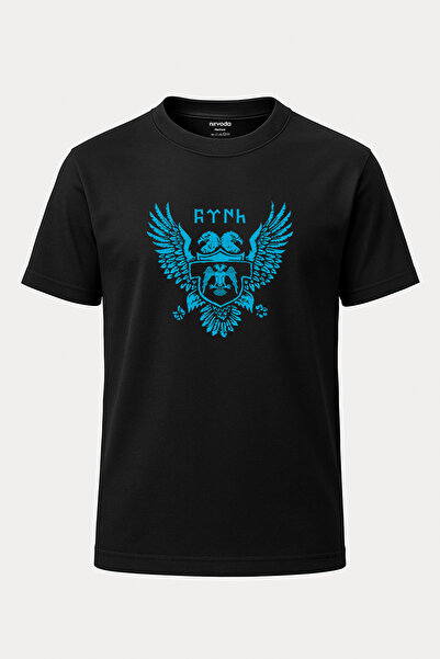 nirvoda Seljuk Eagle Double-Headed Eagle Printed Unisex Regular T-Shirt with Ottoman Turkish Writing