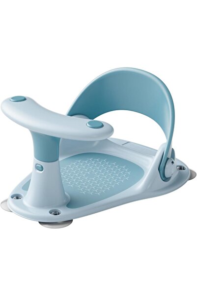 XICEN مقعد حوض استحمام للأطفال مزود بأكواب شفط ومقياس حرارة للماء (أزرق)