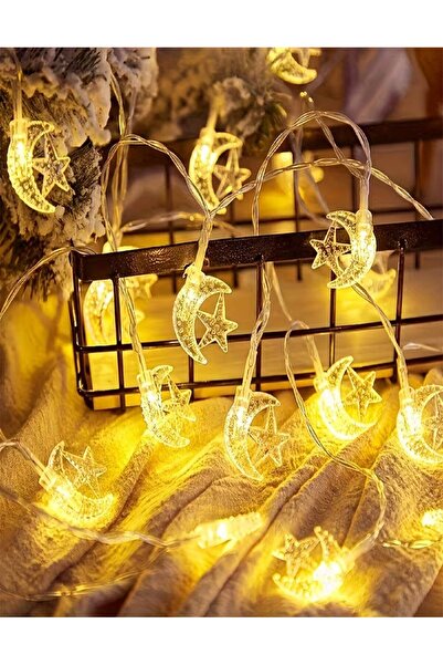 Brokoli Home Ay Yıldız Ramazan Ayı Işık Zinciri 20 Led 3 Metre Gün Işığı Led Işık Ev Dekorasyonu Ramazan Süsleme