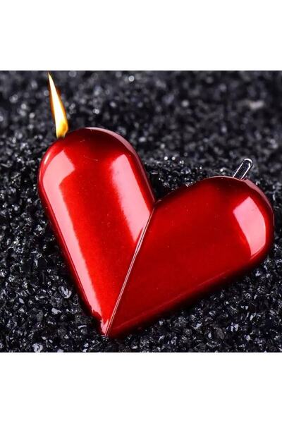 LİGHTER Firelux Kırmızı Kalpli Gazlı Aşk Çakmağı,Ister Kalp Şeklinde Ister Dü...