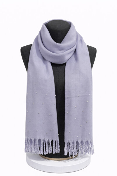 Store وشاح نسائي شتوي مزين بالخرز بلون واحد