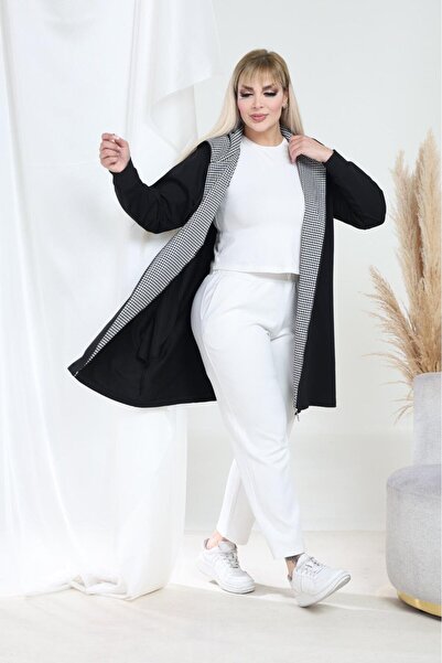 EMEZ Long Cardigan with Checkered Pattern