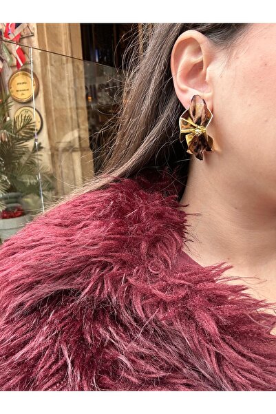 Charmist Kadın Çelik tasarım çiçek leopar küpe