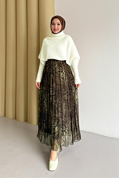 Rimel Moda تنورة تاليز منقوشة باللون الذهبي