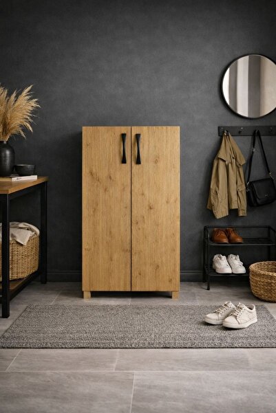 258 MoLife Çok Amaçlı Dolap Ayakkabılık & Mutfak & Hol & Banyo & Balkon & Ofis 2 Kapaklı 4 Gözlü ÇAM