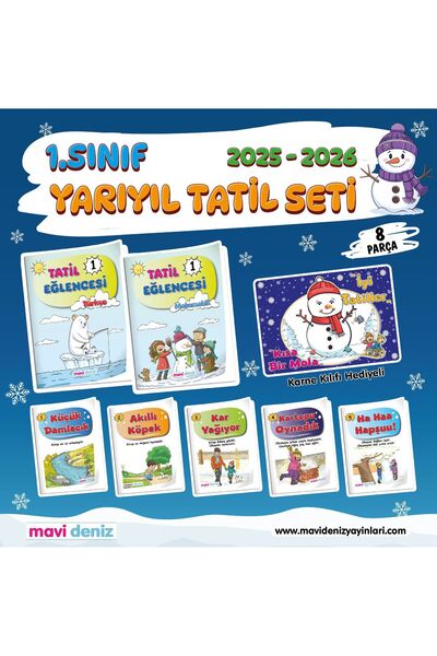 Mavi Deniz Yayınları 1. Sınıf Yarıyıl Tatil Seti 5'li Hikaye Seti + Karne Kıl...