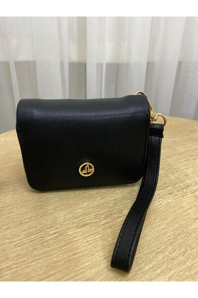 Nevalia Kadın Siyah Çift Bölmeli Fermuarlı El Askılı Cüzdan-Kartlık Ve Bozuk Para Bölmeli-El Çantası