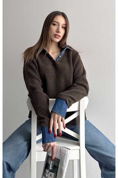 yeditepe fashion Jean Garnili Yumuşak Dokulu Triko