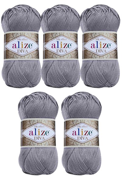 Alize Diva Shiny & Mercerized Summer Spring Knitting Yarn No.: 348 (5 pieces)