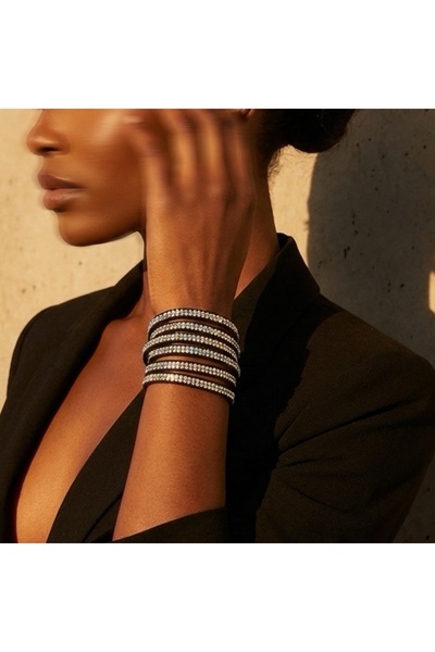 COCOSH TAKI Black Suede Leather Hologram Stone Wrapped Multi Bracelet