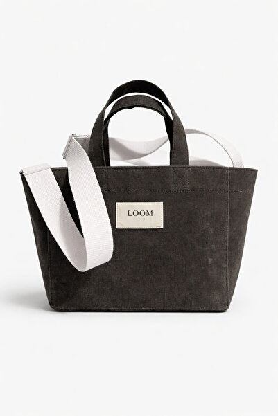 Loom Basic Mira Wax Canvas Bag Antrasit – Bal Mumlu Kanvas Kadın Omuz Çantası