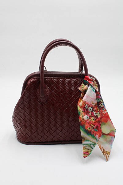 LASSO Women's Black Scarf Detailed Snap Closure Lined Hand, Arm, and Shoulder Bag