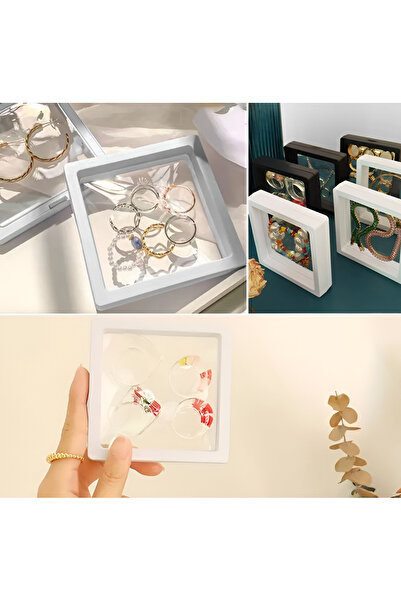 KumaşEvi 3D Transparent Film Framed Stand Jewelry & Collectibles Display Box – 9 × 9 cm