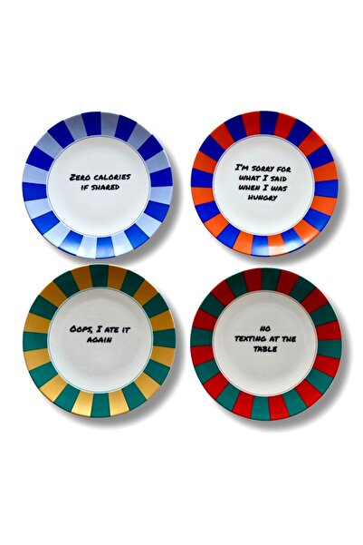 Rooms Design Studio Table Talks Tatlı Tabağı 4’lü Set Hediye Kutulu