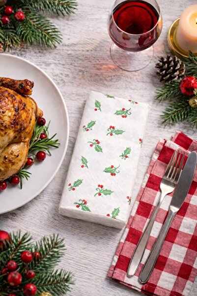 alenked New Year Themed 33X33 cm Waiter Fold 50 Pieces