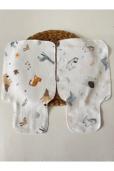 PİLEKİ BABY 100% Cotton Muslin 2-Piece Set Newborn Baby Sweat Diaper Mouth Diaper and Shoulder Cover