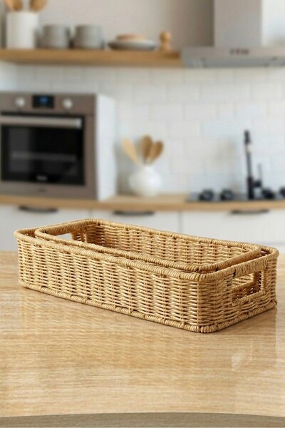 AVANTAGE HOME Gigi- 2-Piece Rattan Storage Box, Organizer, Jewelry Box Set