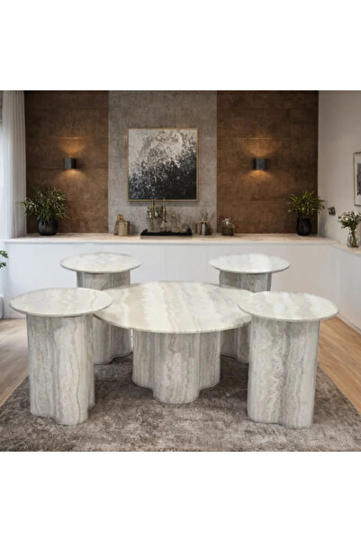 Tasamem Dafia 5-piece marble tea table set