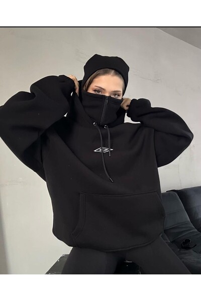 Genel Markalar Kar Maskeli Oversize Unisex Sweatshirt