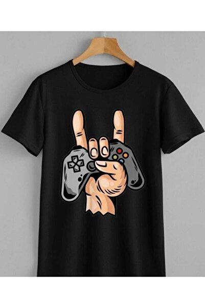 CLASSY.MODA Unisex Oversized Gamer Design T-Shirt with Badge