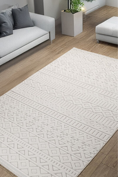 ANUTYA HOME Krem Ekru İskandinav Sisal Bukle Saçaklı Oturma Odası Salon Mutfa...