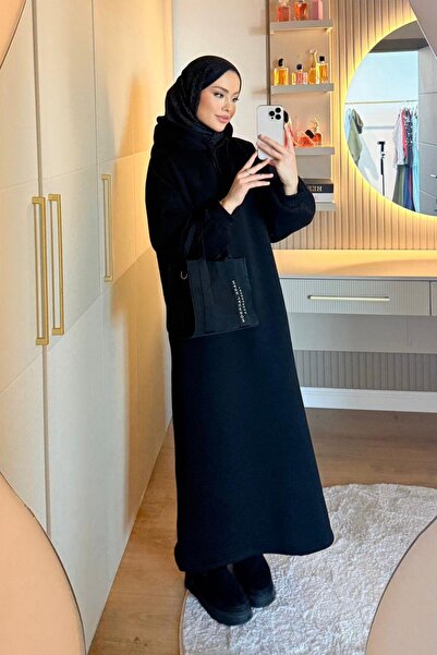 Hazamoda Ada Hooded Dress Black