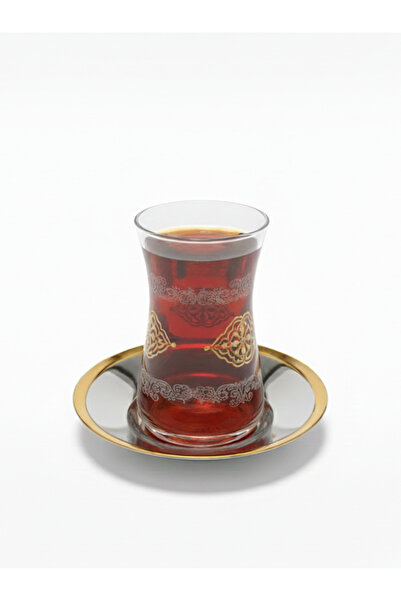 Arsel طقم شاي ذهبي من هيبيلي، طبق شاي من الفولاذ المقاوم للصدأ مطلي بالذهب، ج...