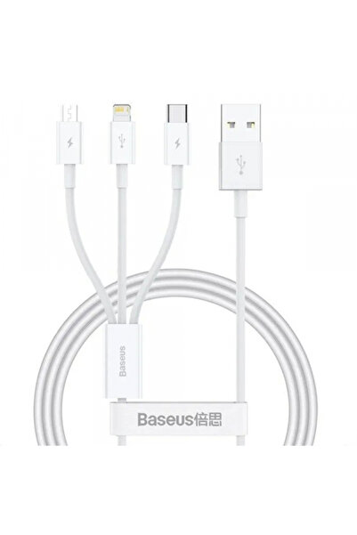 Baseus Cablu Incarcare USB-A - Lightning / microUSB / USB-C Baseus, 100W, 1.5m, Alb P10377705213-00