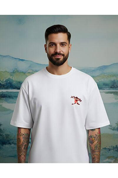 Elora Veyn Unisex Oversize “Tazmanya Canavarı '” Baskılı Tişört