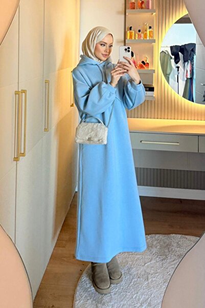 Hazamoda Ada Hooded Dress Baby Blue