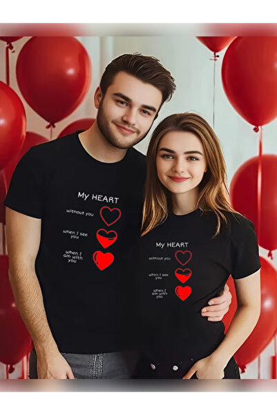 TİMİSİVA Μπλουζάκι Unisex oversized 3 HEART με τύπωμα με κοντό μανίκι ΜΑΥΡΟ