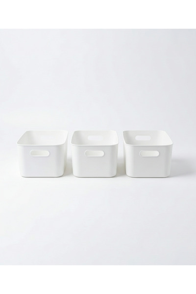 Vienev 3-Pack Organizer Storage Box White - Kitchen, Bathroom, and Makeup Organizer