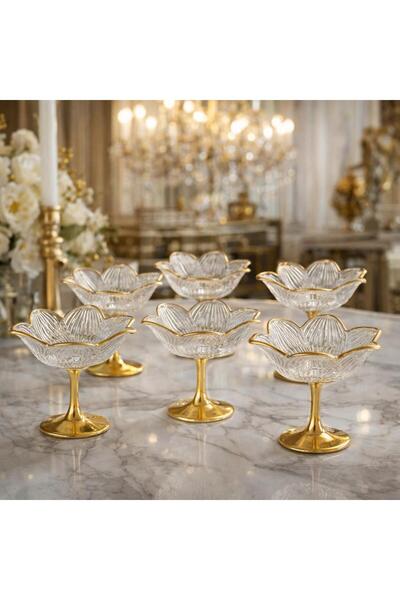 decovien Elegantly Designed 6-Piece Glass Turkish Delight Bowl with Stand