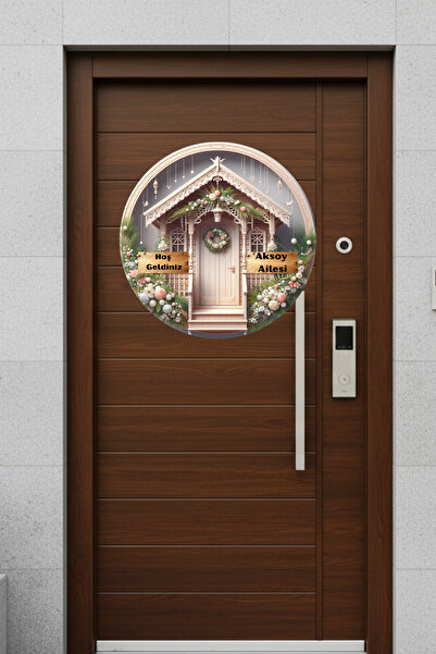 Elbasan Tekstil Kişiye Özel Ahsap Kapı Süsü 30 x 30 Cm