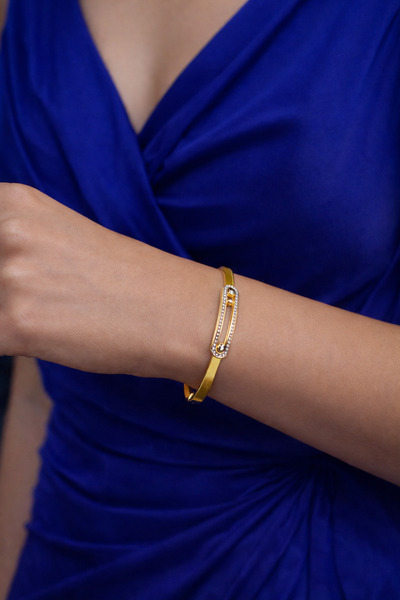 Feya Atelier Three Stone Steel Gold Handcuffs