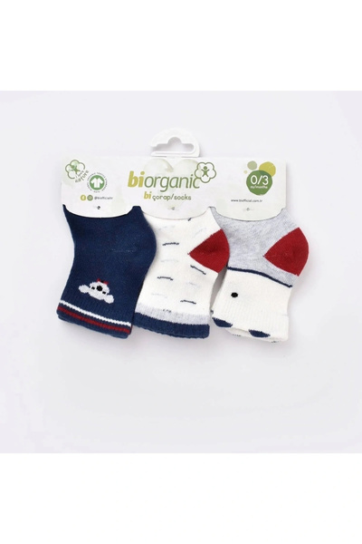 Bibaby Biorganic Bow Tie Koala Men's 3-Piece Socks 68447 Navy Blue