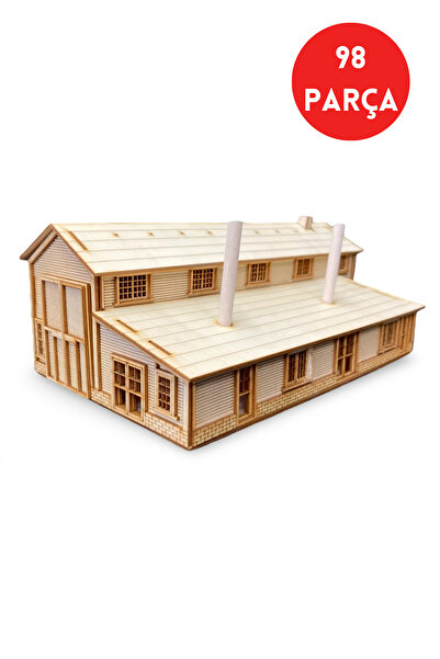 ALGWOOD Nostaljik Endüstriyel Atölye ve Fabrika Hangarı Ahşap Maket –98 Parça...