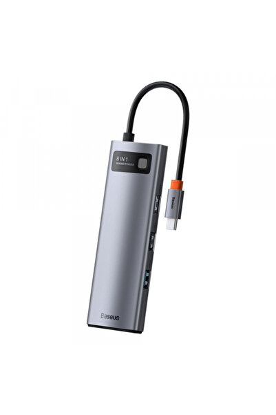 Baseus Hub USB-C Baseus, 3 x USB-A 3.0 - 1 x USB-C - 1 x HDMI - 1 x RJ45 - 1 x SD - 1 x microSD, Gri