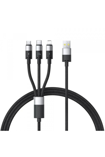 Baseus Cablu Incarcare USB-A - Lightning / microUSB / USB-C StarSpeed, 100W, 1.5m, Negru