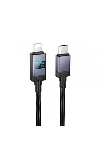 Hoco Cablu Date si Incarcare USB-C - Lightning X118 Display, 27W, 1m, Negru