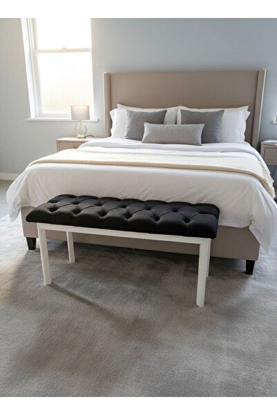 TodekHome Loft Kapitone Döşeme Metal Ayaklı Puf & Bench - 105x40 cm