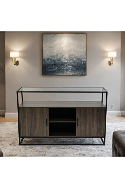 Tasamem Dafia Corner buffet with glass top, measuring 90*40*140 cm