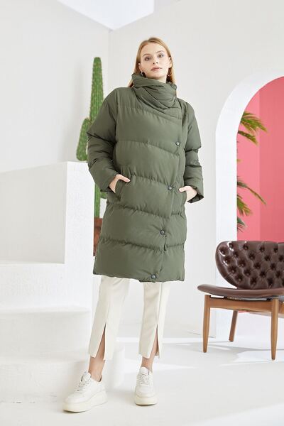 Tamsenlik Quzu Double-Breasted Mock Neck Inflatable Jacket