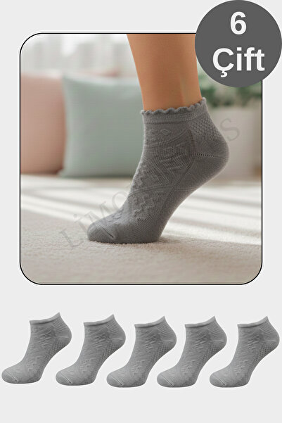 Limon Socks Cotton Combed Stretch Fabric Black and White Women's Booties Socks (3 Pairs)