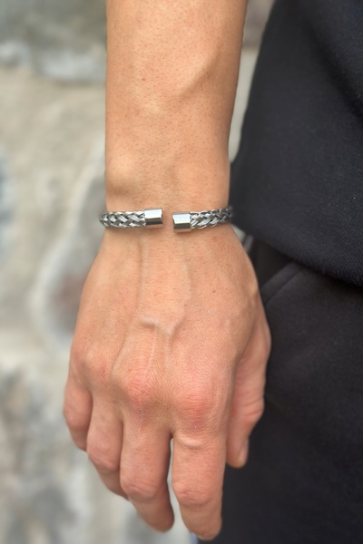 HERİF Aksesuar Erkek Klasik Örgü Kelepçe Bileklik